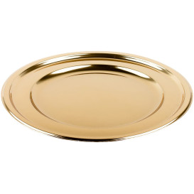 Plastic bord PET Rond vormig goud Ø18,5 cm (180 stuks)