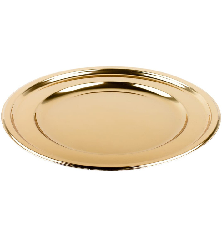 Plastic bord PET Rond vormig goud Ø18,5 cm (180 stuks)