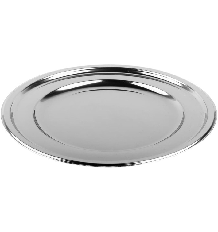 Assiette en Plastique PET Ronde Argenté Ø23cm (6 Utés)