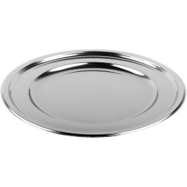 Assiette en Plastique PET Ronde Argenté Ø23cm (180 Utés)