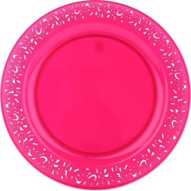 Assiette Plastique Ronde "Lace" Framboise Ø19cm (88 Utés)