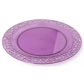 Assiette Plastique Ronde "Lace" Aubergine Ø23cm (88 Utés)