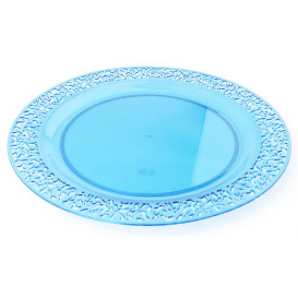 Assiette Plastique Ronde "Lace" Turquoise Ø23cm (4 Utés)