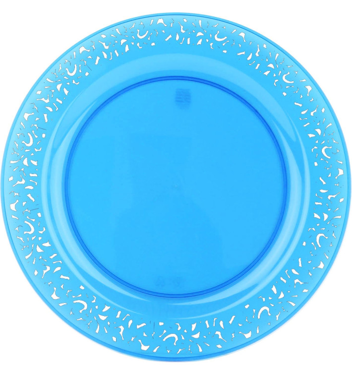 Assiette Plastique Ronde "Lace" Turquoise Ø23cm (4 Utés) Assiette Plastique Ronde "Lace" Turquoise Ø23cm (4 Utés)