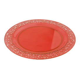 Assiette Plastique Ronde "Lace" Orange Ø23cm (4 Utés)