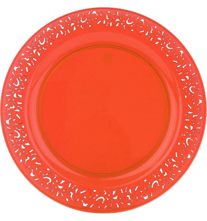 Assiette Plastique Ronde "Lace" Orange Ø23cm (4 Utés) Assiette Plastique Ronde "Lace" Orange Ø23cm (4 Utés)