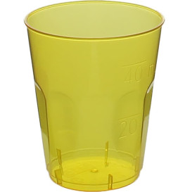 Plastic PS Shotje Kristal "Diamant" geel 50ml (20 stuks) 