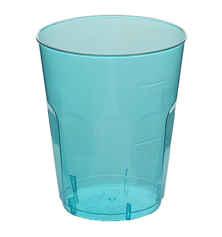 Plastic PS Shotje Kristal "Diamant" blauw 50ml (20 stuks) 