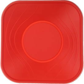 Plastic Kom PP Vierkant "X-Table" rood 18x18cm (8 stuks) 