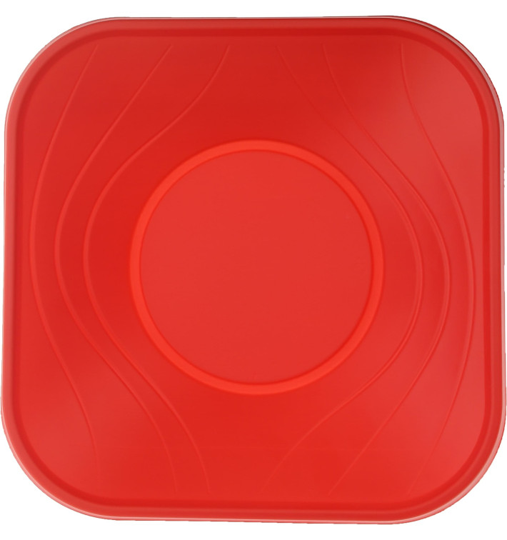 Plastic Kom PP Vierkant "X-Table" rood 18x18cm (8 stuks) 