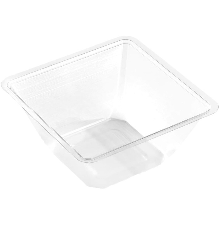 Plastic mini-Kom PET hittebestendig 250ml 9x9x6cm (50 stuks) Plastic mini-Kom PET hittebestendig 250ml 9x9x6cm (50 stuks)