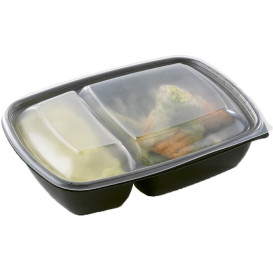 Plastic deli Container met Deksel PP zwart 2C 900ml 23x16,5x7cm (15 stuks) 