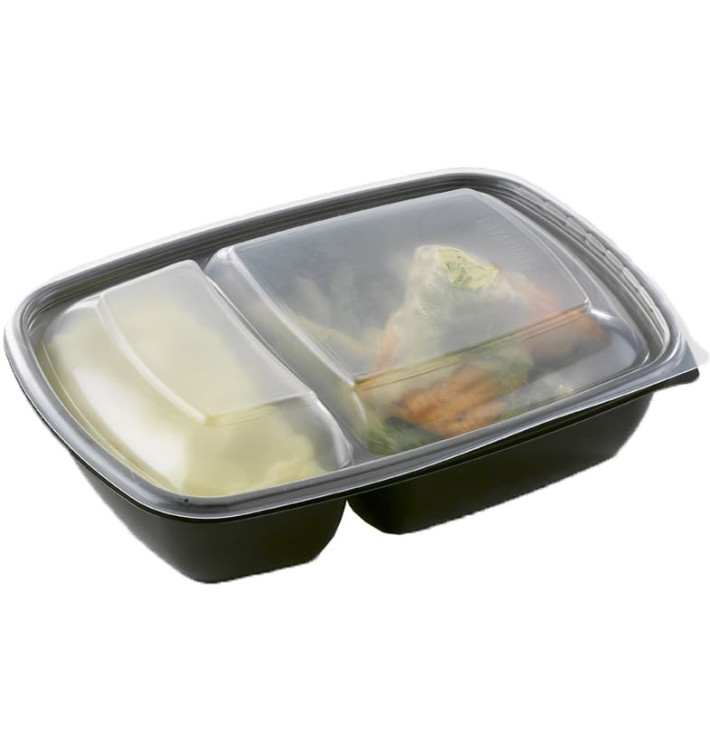 Plastic deli Container met Deksel PP zwart 2C 900ml 23x16,5x7cm (15 stuks) 