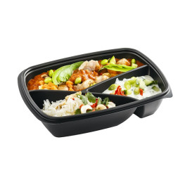 Plastic deli Container PP 3C zwart 900ml 23x17x5cm (300 stuks)