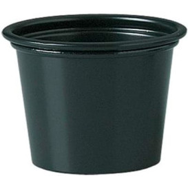 Pot à Sauce Plastique PP Noir 30ml Ø4,8cm (2500 Utés)