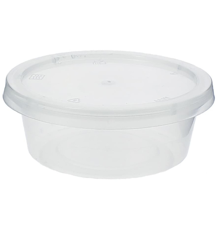Pot à Sauce Plastique PP avec Couvercle 85ml (100 Utés) Pot à Sauce Plastique PP avec Couvercle 85ml (100 Utés)