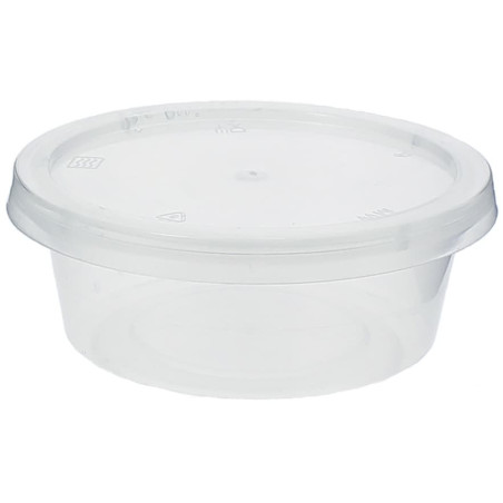 Plastic PP Soufflébeker met Deksel 85ml (50 stuks)
