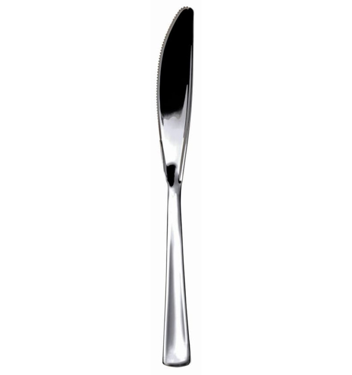 Couteau argenté en plastique 20cm (500 unités) Couteau argenté en plastique 20cm (500 unités)
