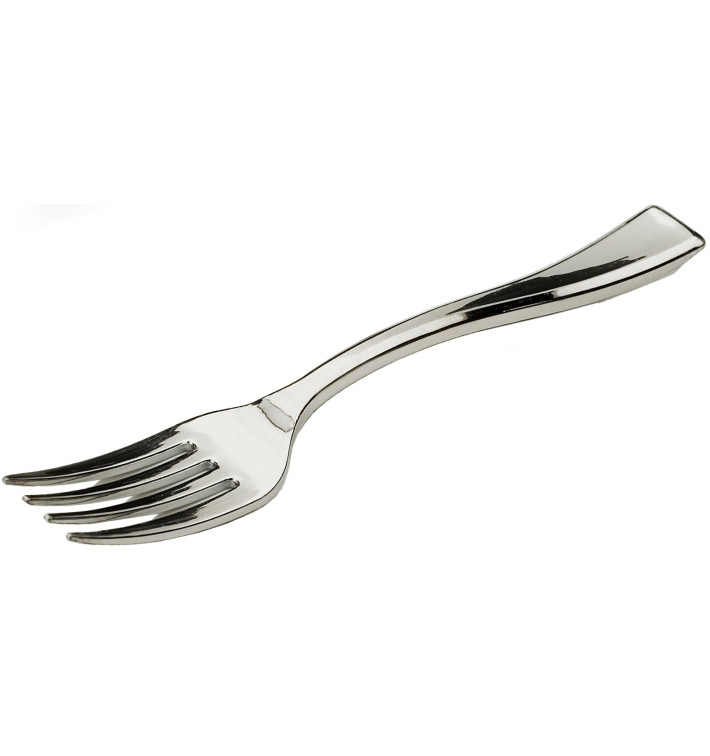 Plastic mini vork gemetalliseerd 10cm (100 stuks) Plastic mini vork gemetalliseerd 10cm (100 stuks)