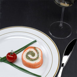 Assiette en Plastique Dur avec Liseré Or 23cm (6 Utés)