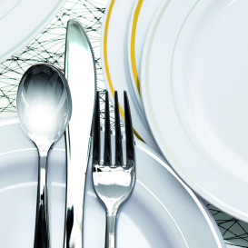 Fourchette argentée en plastique 19cm (10 unités)