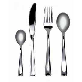 Plastic PS thee lepel gemetalliseerd 13cm (10 stuks) 