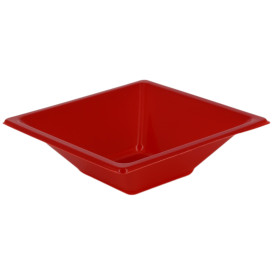 Bol en Plastique PS Carré Rouge 12x12cm (12 Utés)