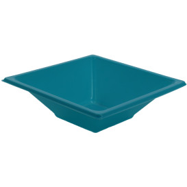 Bol en Plastique PS Carré Turquoise 12x12cm (25 Utés)