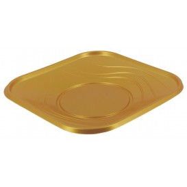 Plastic bord PP "X-Table" Vierkant goud 23 cm (8 stuks) 