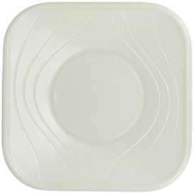 Assiette Plastique PP "X-Table" Carré Perle 180mm (8 Utés)