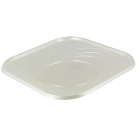 Plastic bord PP "X-Table" Vierkant parel 23 cm (120 stuks)