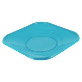 Plastic bord PP "X-Table" Vierkant turkoois 18 cm (8 stuks) 