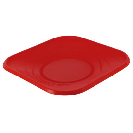 Plastic bord PP "X-Table" Vierkant rood 18 cm (120 stuks)