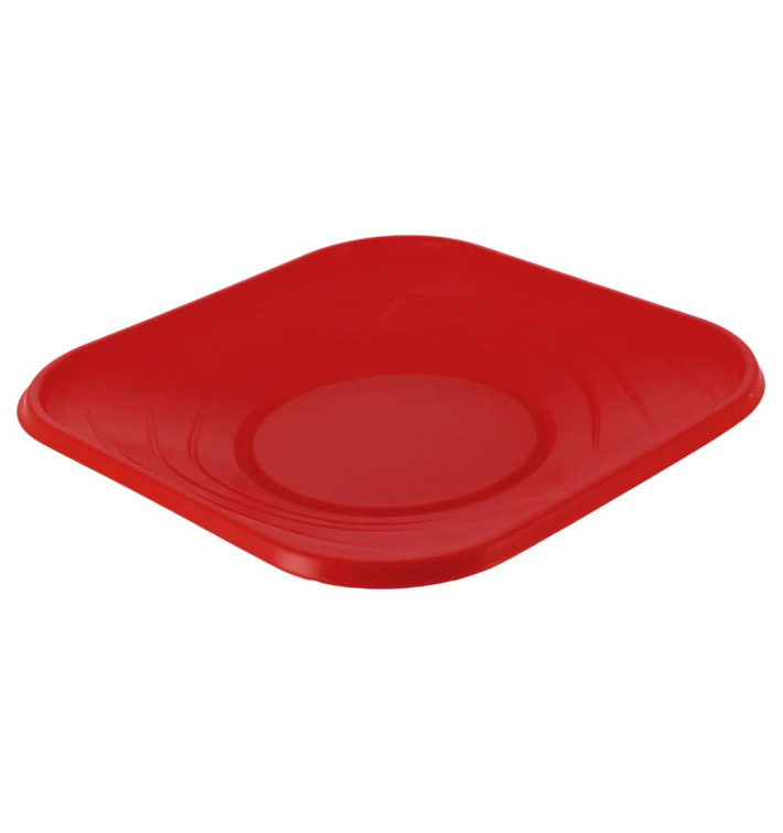 Plastic bord PP "X-Table" Vierkant rood 18 cm (8 stuks) Plastic bord PP "X-Table" Vierkant rood 18 cm (8 stuks)