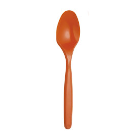 Plastic PS thee lepel PS oranje 12cm (1200 stuks)