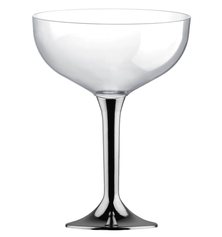 Flûte Champagne Plastique Pied Nickel Chrome 200ml 2P (200 Utés) Flûte Champagne Plastique Pied Nickel Chrome 200ml 2P (200 Utés)
