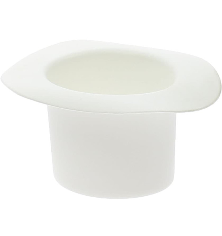 Plastic Proeving Kom met hoed design PP "Hot voorm" wit 60ml (24 stuks) 