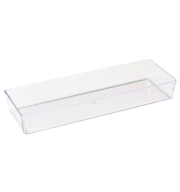 Plastic dienblad PS Rechthoekige vorm transparant 4,6x13cm (500 stuks) Plastic dienblad PS Rechthoekige vorm transparant 4,6x13cm (500 stuks)