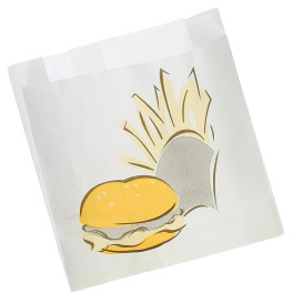 Papieren voedsel zak Vetvrij Burger Design 15+5x16cm (100 stuks) 