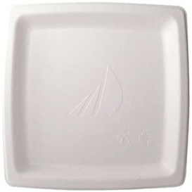 Assiette Carrée Canne à Sucre Blanc 170mm (1.000 Utés)