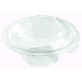 Plastic scharnierende Saladekom PET Rond vormig 600ml (50 stuks)