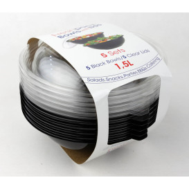 Bol en Plastique Noir et Couvercle 1500ml Ø230mm (30 Utés)