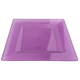 Plastic bord Vierkant extra sterk aubergine kleur 20x20cm (4 stuks) 