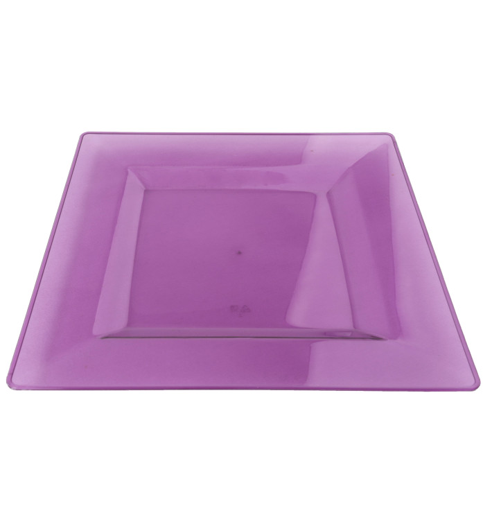 Plastic bord Vierkant extra sterk aubergine kleur 20x20cm (88 stuks)