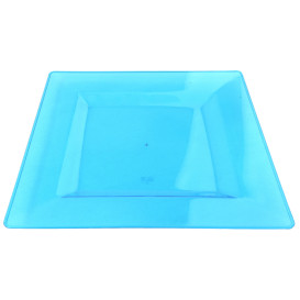 Plastic bord Vierkant extra sterk turkoois 20x20cm (4 stuks) 