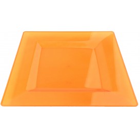 Plastic bord Vierkant extra sterk oranje 20x20cm (4 stuks) 