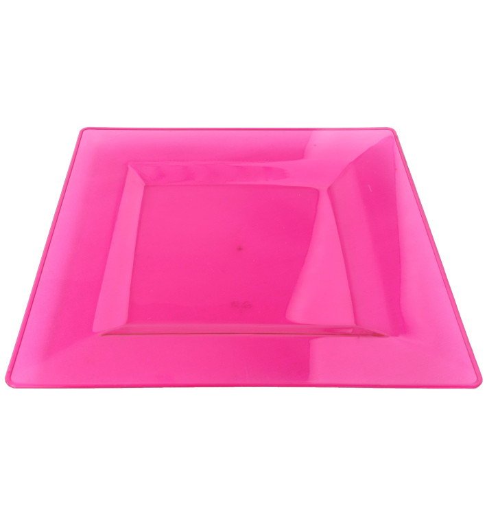 Assiette Plastique Carrée Extra Dur Framboise 20x20cm (88 Utés) Assiette Plastique Carrée Extra Dur Framboise 20x20cm (88 Utés)