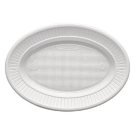 Assiette Plastique PS Ovale Plate Blanche (1000 Unités)