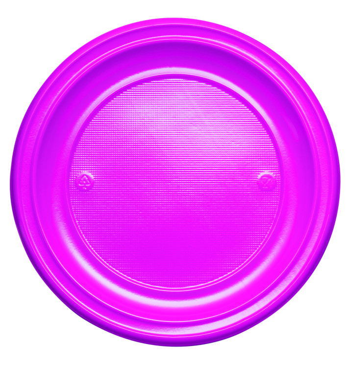 Assiette Plastique PS Plate Fuchsia Ø220mm (30 Unités)