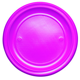 Assiette Plastique PS Plate Fuchsia Ø220mm (780 Unités)